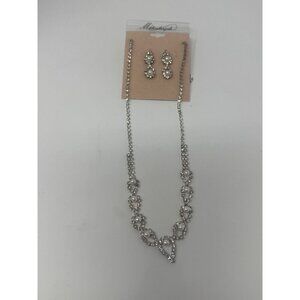 Fashion By Michaelangelo Silver Tone Rhinestone Drop Earrings And Necklace